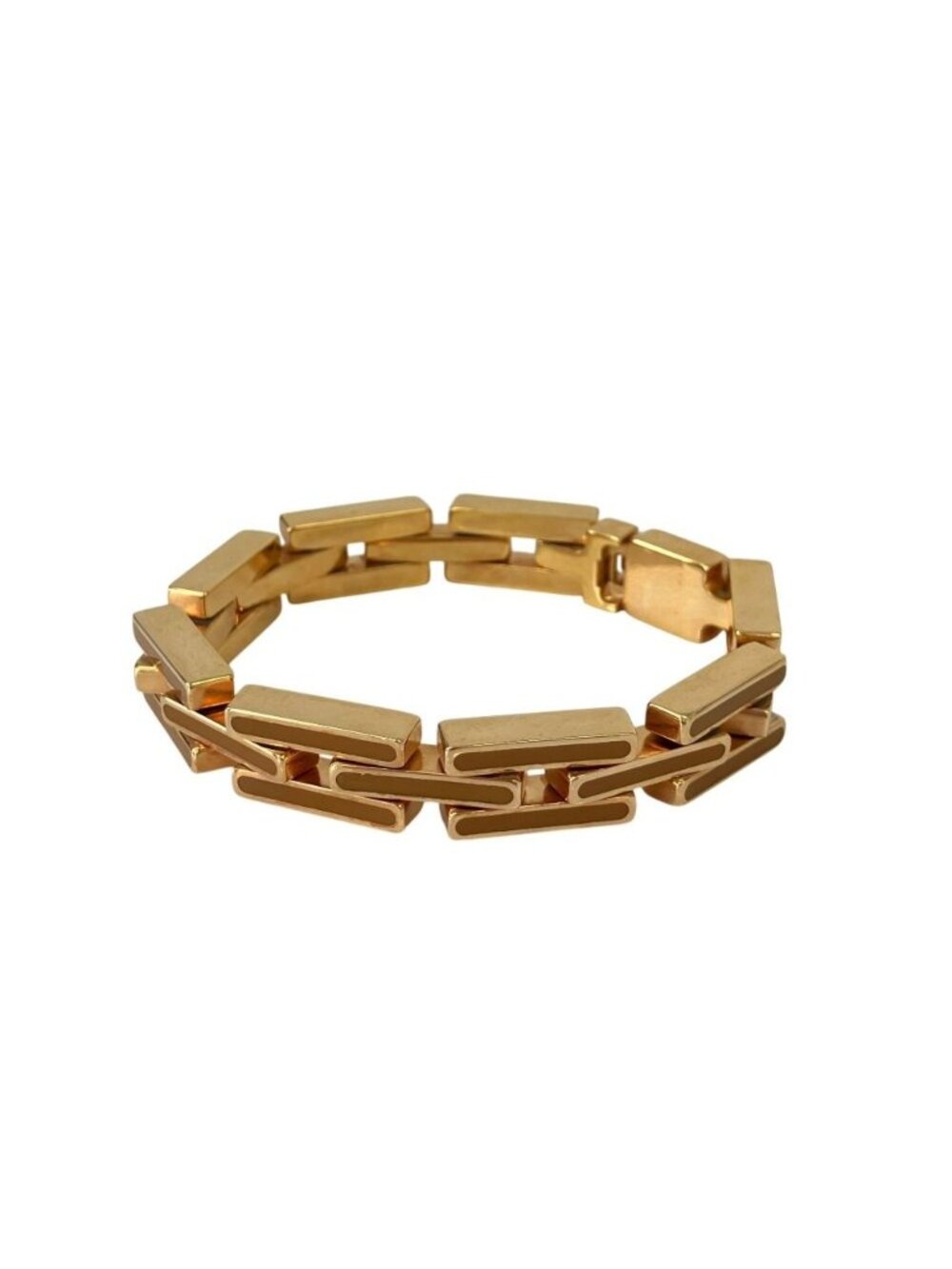 Prada Metal Enamel Chain Bracelet Gold Color Orange